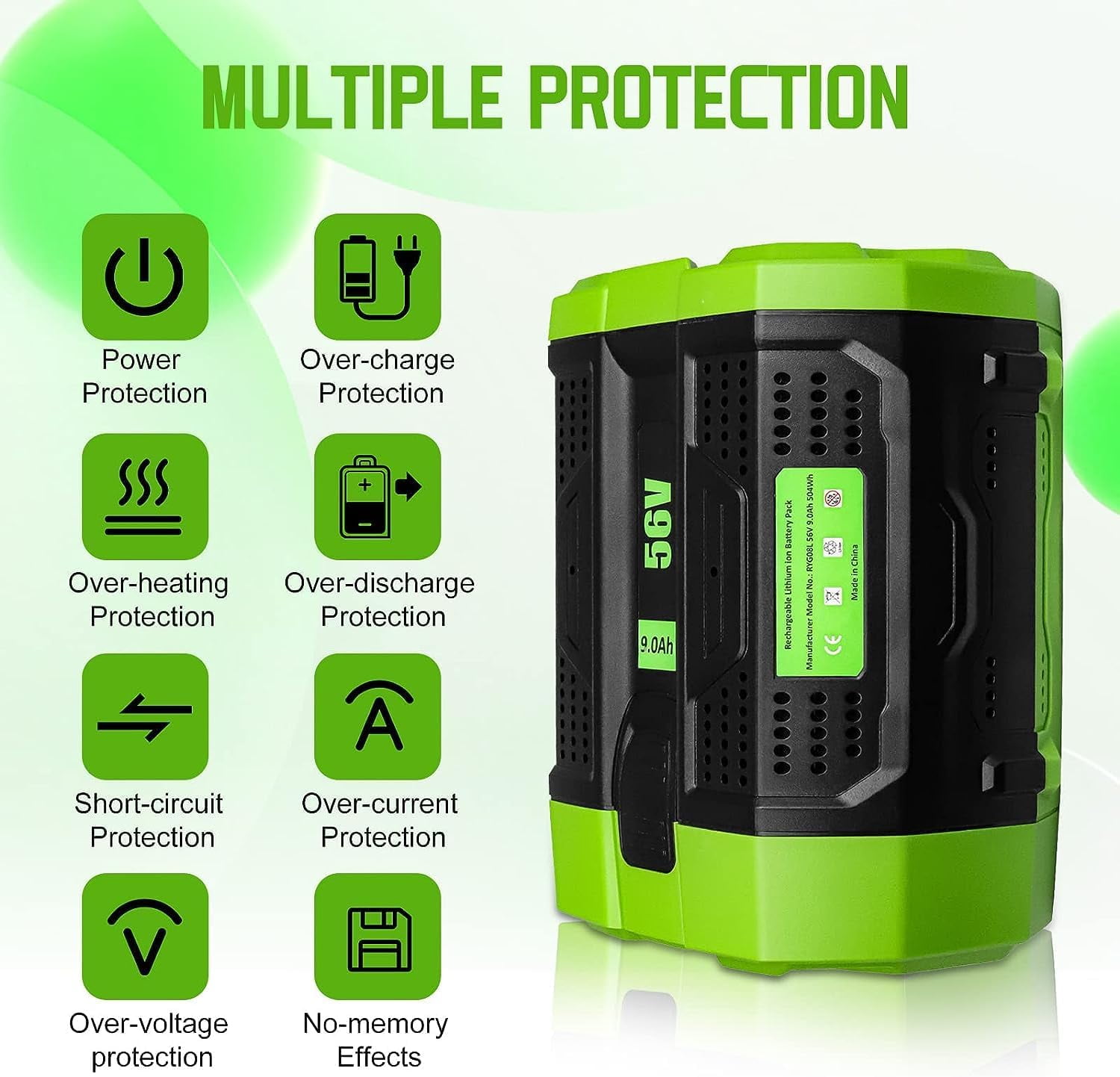 Ohyes Bat Moticett EGO 56V 9000mAh Power Tool Battery for EGO BA2800