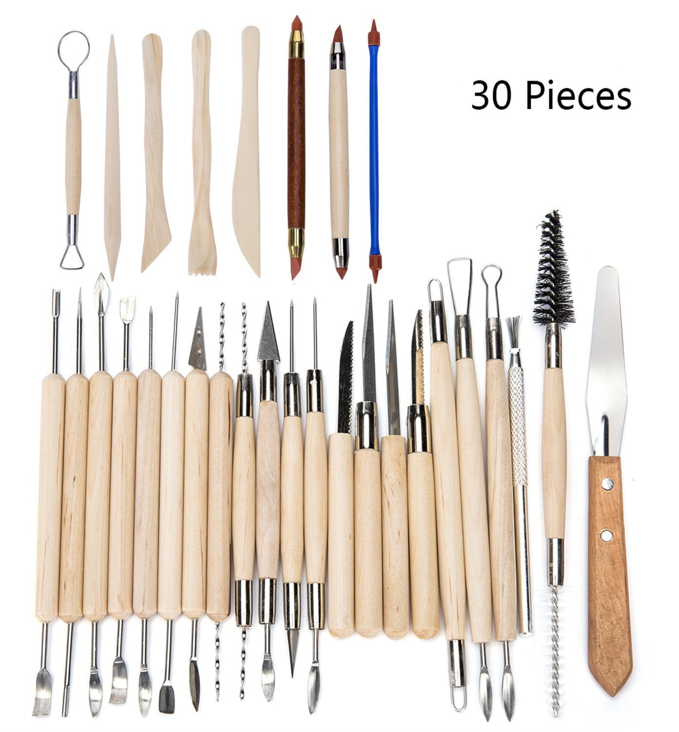 11pcs Pottery Sculpting Tools Clay Sculpting Tools Wooden Pottery Carving Tool Set Ceramic Tools for Shapers and Modeling Embossing Art DIY Pottery Tools for Adults Polymer Clay Tools for Adults 