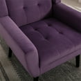 thumbnail image 7 of Mid Century Accent Chair, Button Tufted Upholstered Sofa Chairs, Modern Velvet Ergonomic Armchair for Living Room Bedroom, Reading, Lavender Purple, 7 of 7