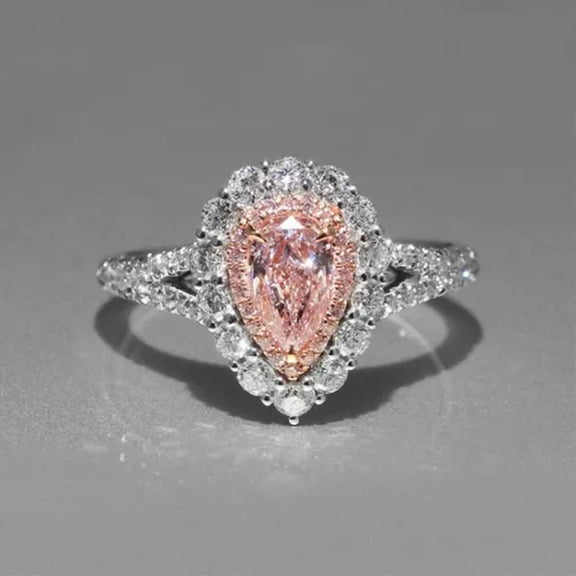 3.5ct Cute Pear Cut Pink Cz 925 Silver Women's Wedding Engagement Ring Size 5-10