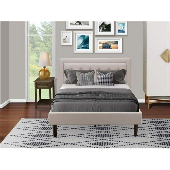 2 Piece Fannin Full Size Bedroom Set - Mist Beige, Black & Distressed Jacobean