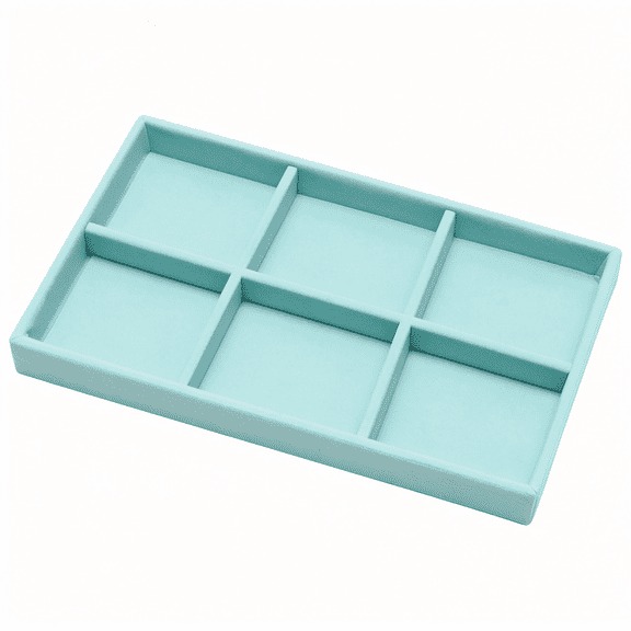 BESTSKY Velvet Jewelry Trays for Drawers,Blue Stackable Jewelry Drawer Organizer Inserts,Ring Earring Necklace Bracelet Holder Organizer Storage Display Tray with Removable Dividers,6 Grids