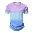 thumbnail image 5 of Men's Faded Print V-Neck Lightweight T-Shirt - Stylish Summer Tee with Artistic Gradient Design for Concerts, Outings and Everyday Versatility,Light Purple 3XL, 5 of 5