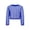 Blue, variant on Girls Long Sleeve Hollow Fishnet Crochet Crop Top Solid Color Crewneck Mesh Cropped Hip Hop Dance Cover Up Shirt