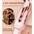 thumbnail image 2 of Rizador de pelo automático, rizador automático con 4 temperaturas y 3 temporizadores, apagado automático, antiescaldaduras, varita rizadora giratoria antienredos para peinar el cabello, rosa, 2 of 5