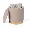 thumbnail image 5 of Homegar Pouf de Rangement Rond 25 L, Tabouret de Coiffeuse Rembourré avec Couvercle Amovible, Repose-Pieds avec Base en Métal Doré, Table d'Appoint Siège Rembourré pour Salon Chambre, Beige Sable, 5 of 5
