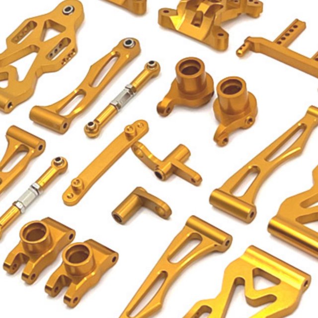 Baohd RCGOFOLLOW 20 Pcs Alliage d'Aluminium Durable Kit de Pièces Métalliques pour 1/16 Rc Kit de Pièces Métalliques FMS 16101 16102 Doré