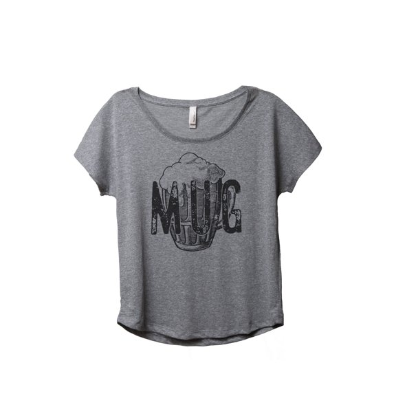 Thread Tank Mug Glass Sketch Women's Relaxed Slouchy Dolman T-Shirt Tee Heather Grey Medium
