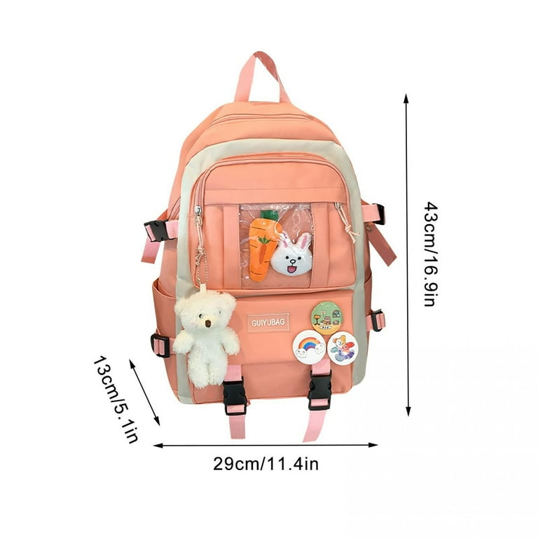 QISIWOLE 5PCS Kids Schoolbag Set Cute Rabbit Carrot Teen Girls