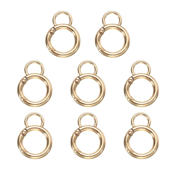 UXcell 8pcs Spring O Ring Clip, Metal Spring Clasp Key Ring, Gourd-Shaped Keychain Snap Buckle Accessories for DIY Crafts, Gold, Small