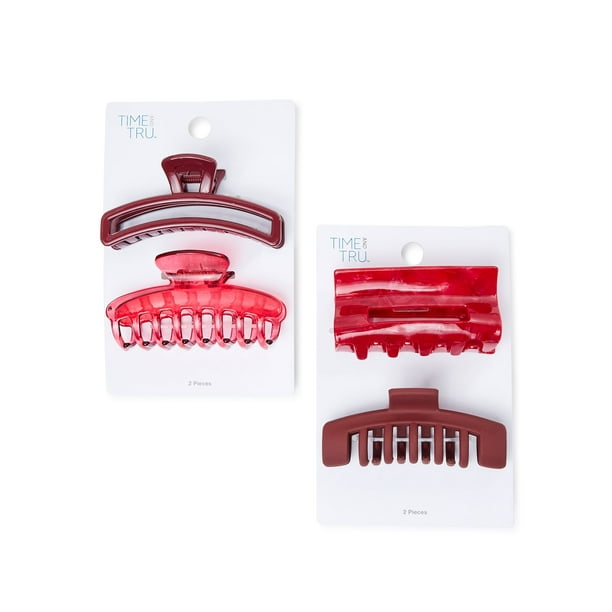 Time and Tru Adult Women's Red Claw Hair Clips, 4-Pack Time and Tru Adult Women's Red Claw Hair Clips, 4-Pack