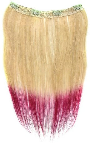 Tressecret Ombre Tail Dip Dye Clip In Extension 16 Inches 18 Inches Blonde And Hot Pink