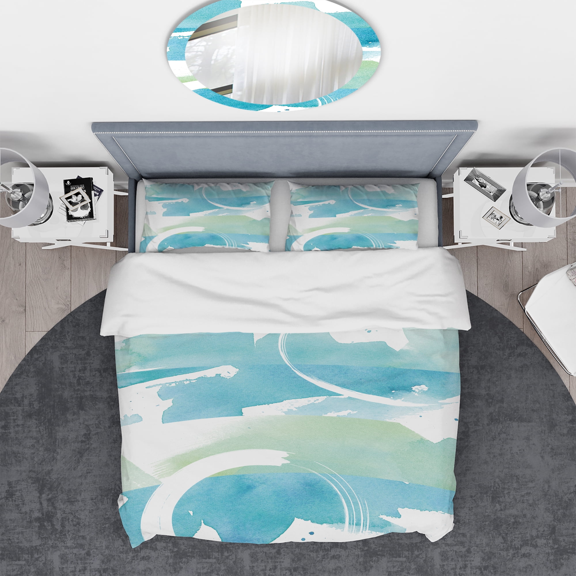 Designart 'Coastal watercolors I' Geometric Duvet Cover Set