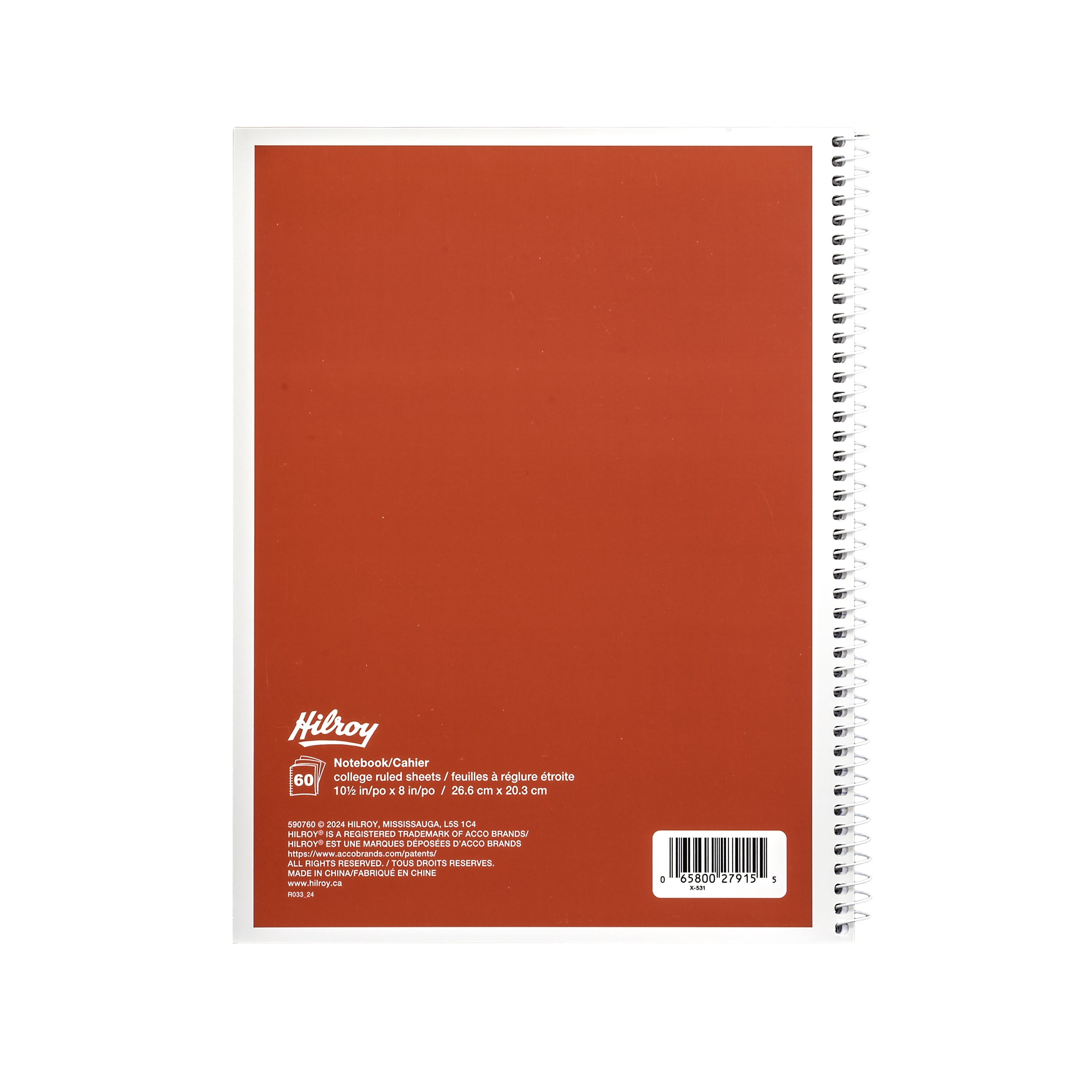 Hilroy® Core+ 1 Subject 120pg Paper Notebook, Red