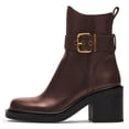 thumbnail image 3 of YDN Women's Square Close Toe Ankle Boots Side Zippers Buckle Strap Chunky Mid Heels Combat Boots Daily Dress Shoes Size 10 Brown, 3 of 4