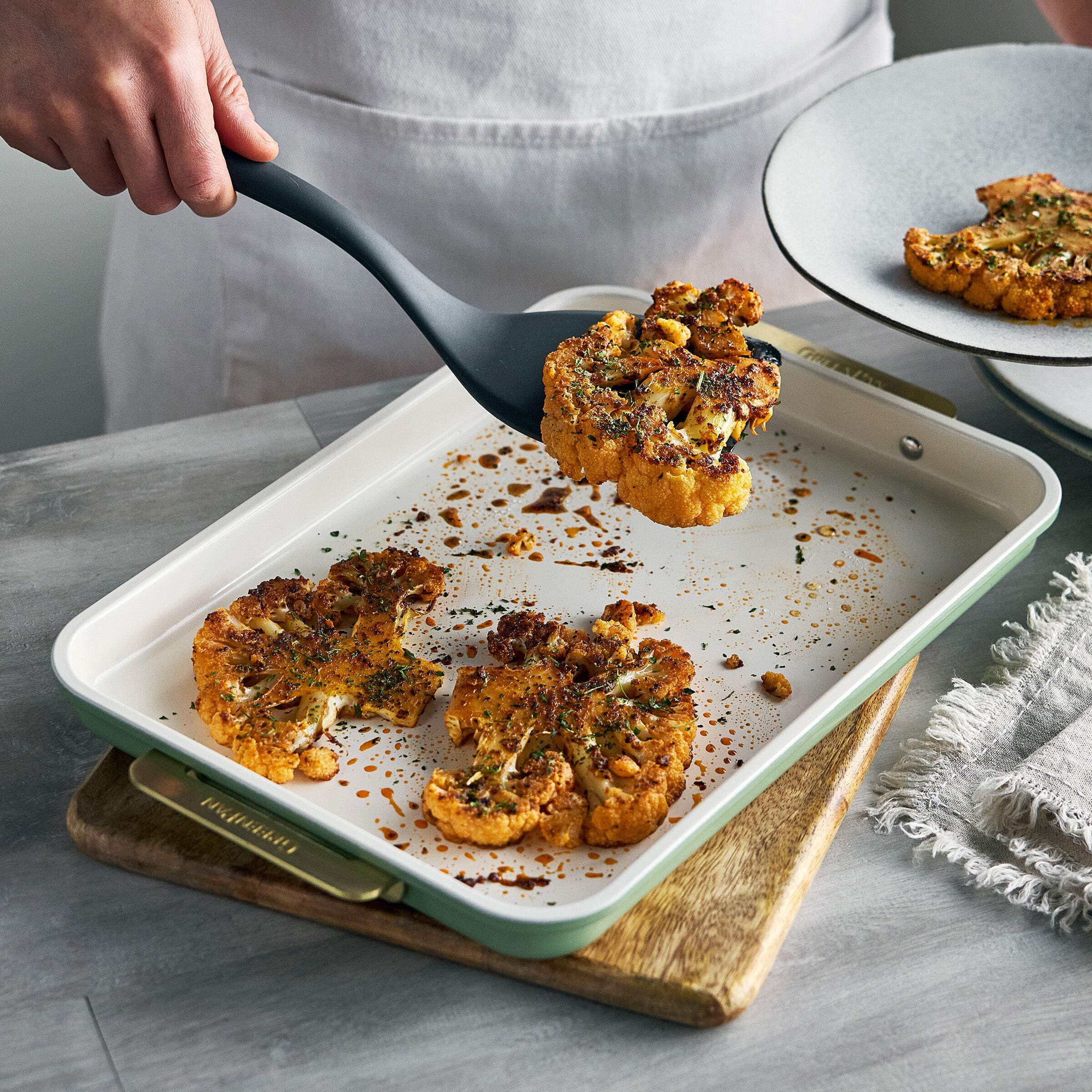 GreenPan Reserve 13" x 9" Quarter Sheet Baking Pan, Ceramic Nonstick Baking Pan, Sage Green