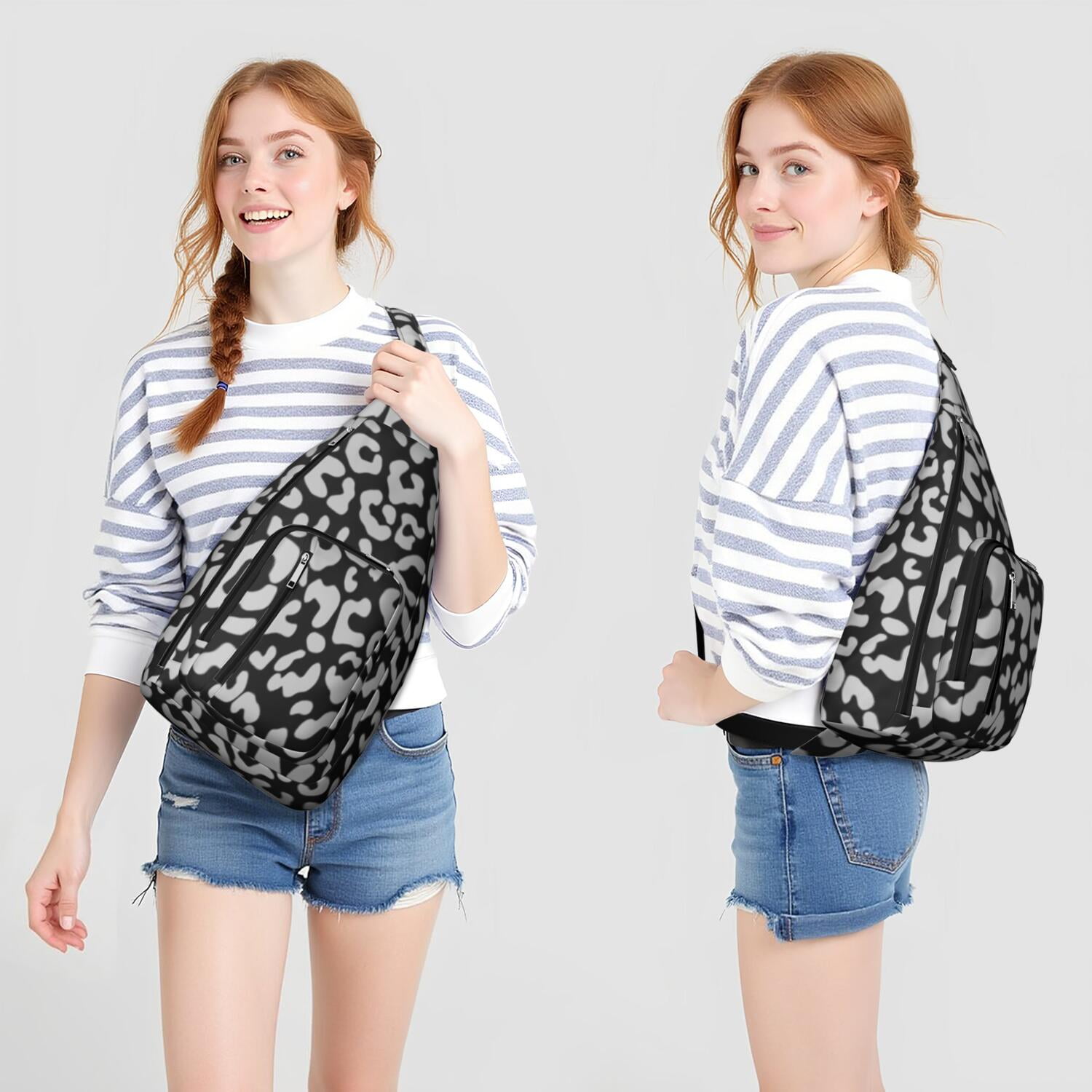 Modern Leopard Print Sling Bag - Fashion-Forward Animal Spot Pattern Crossbody Backpack for Women & Men, Water-Resistant Shoulder Bag (Classic Yet Contemporary Design)
