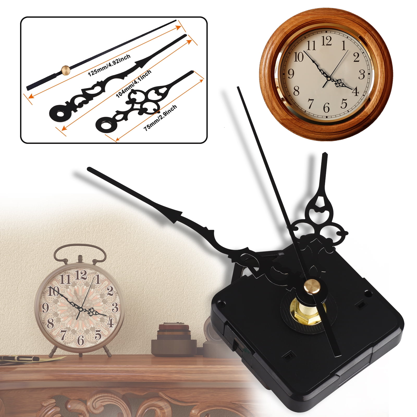 Quality Silent Quartz DIY clock mechanism movement Kit LARGE Hands Wall clock