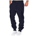 thumbnail image 2 of Baqcunre Mens High Street Leisure Loose Sports Running Solid Color Lace Up Cargo Pants Sweater Pants Pocket Trousers Sweatpants,S,Cargo Pants For Men,Men'S Pants,Mens Sweatpants,Mens Clothes,,Navy, 2 of 6