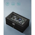 thumbnail image 2 of 12-Slot Watch Box, 2 Layers PU Lockable Watch Case with Glass Lid with 1 Drawer, Black and Gray, 2 of 7