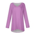 thumbnail image 4 of T Shirts for Women Long Sleeve V Neck Casual Solid Color Medium Long Tops, 4 of 6