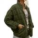 thumbnail image 3 of Chaquetas Acolchadas para Mujer, Informales, de Cuello Alto, Larga, Abrigos de Invierno Extragrandes con Cremallera Verde XL, 3 of 7