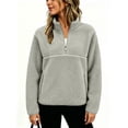 thumbnail image 2 of Hurxie Women’s Quarter Zip Fleece Pullover Fuzzy Sherpa Jacket Half Zip Mockneck Sweatshirt Jacket,Long Sleeve Cozy Layering Tops,Fuzzy Outfits, 2 of 7