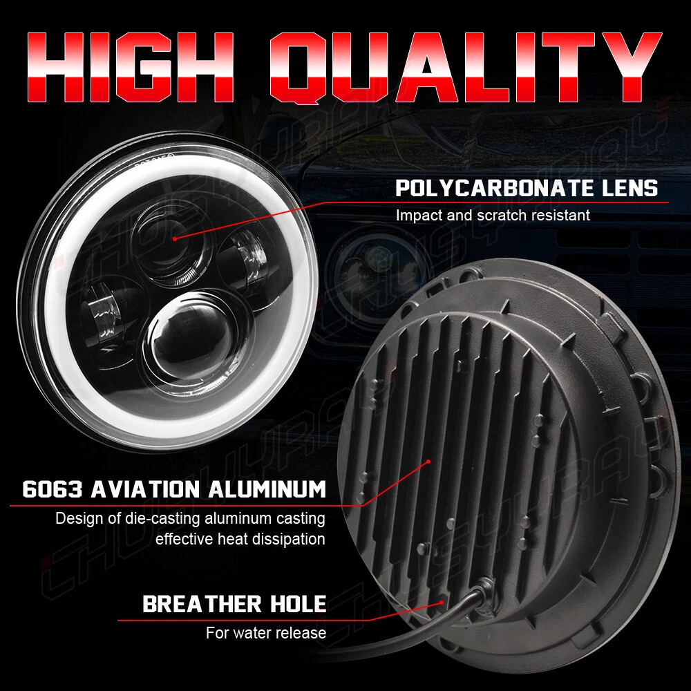 CHUSYYRAY 7 Inch LED Headlamp Headlights & 4'' Fog Lights Combo Kit For Jeep Wrangler JK 2007 2008 2009 2010 2011 2012 2013 2014 2015 2016 2017 2018