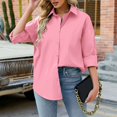 thumbnail image 4 of Vedolay Womens Button Down Shirts 2023 3/4 Sleeve Shirts for Women Tunic Tops Pink,XL, 4 of 5