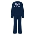 thumbnail image 5 of YUGYXL 2 Piece Lounge Sets for Women Fall Sweatsuits Bow Print Long Sleeve Crew Neck Wide Leg Sweatpants Matching Tracksuit Dark Blue M, 5 of 7
