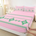 thumbnail image 5 of Castle Fairy Boho Vintage Aztec Queen Sheets 4 Pieces,Abstract Tribal Geometric Queen Sheet Sets,Mint Green Pink,1 Flat Sheet, 1 Fitted Sheet and 2 Pillowcases, 5 of 7