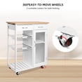 thumbnail image 3 of Kitchen Island Cart with 2 Pull Out Steel Basket and 2 Drawer, Rolling Utility Kitchen Cart with Bamboo Wood Countertop, 3 of 7