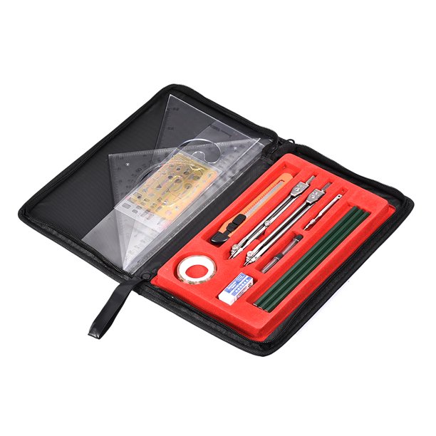 Geometry Compass Set with Pencil Eraser Compass Ruler Tape for Drawing Engineering Building