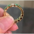 thumbnail image 2 of Stunning Created Emerald Octagon-Cut Vibrant Green Gemstone Band Full Eternity Ring 925 Sterling Silver Elegant Green Diamond-Inspired Gift for Women White Gold 6, 2 of 2