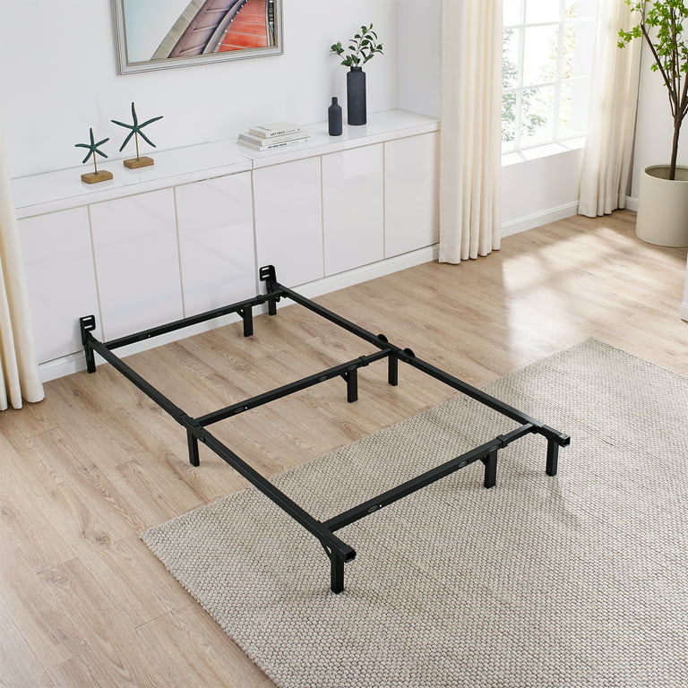Mainstays 7 Adjustable Metal Bed Frame, Black, Adjusts Twin - Queen, Box  Spring Required 