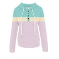 thumbnail image 6 of Lenpel Hoodies for Women Casual Long Sleeve Quarter Button Color Block Pullover Sweatshirts Fall Winter Fashion Tops(Pink,XX-Large), 6 of 6