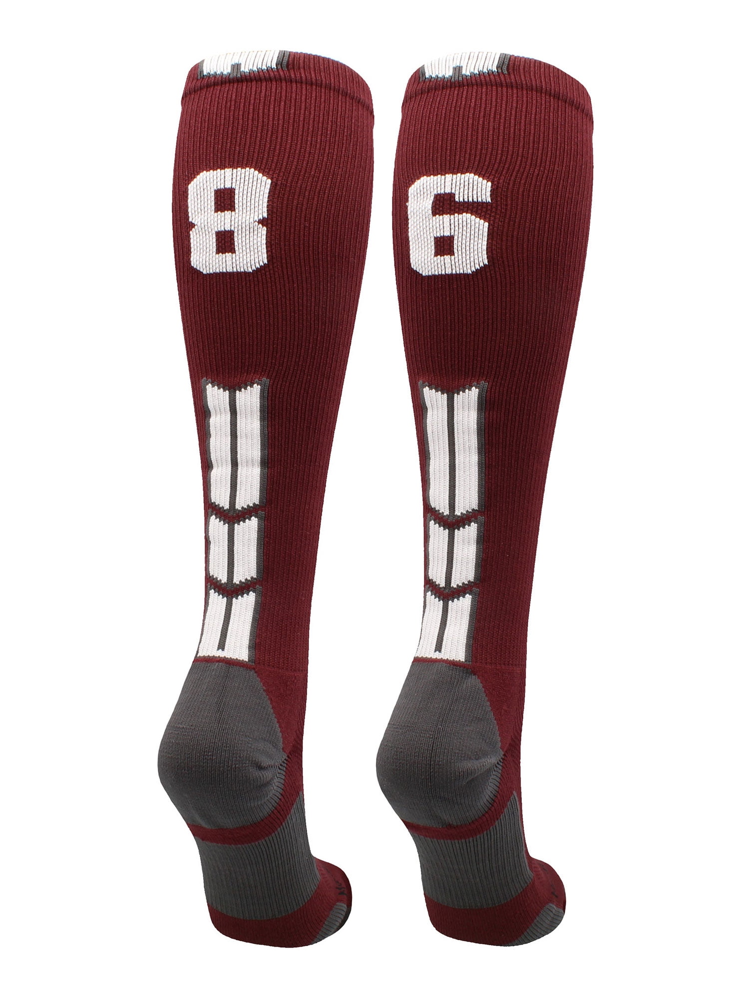 Player Id Number Socks Over the Calf Maroon White (86, Large
