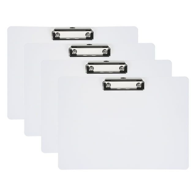 Uxcell Clipboard de 8.86 x 12.4 pulgadas en formato horizontal, paquete de 4, clipboards de plástico PP A4 de perfil bajo, color blanco