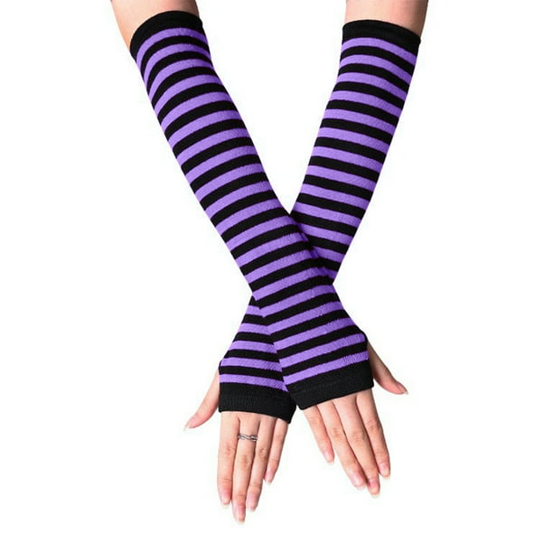 Guantes de invierno para mujer, largos, sin dedos, de punto, para muñeca y brazo
