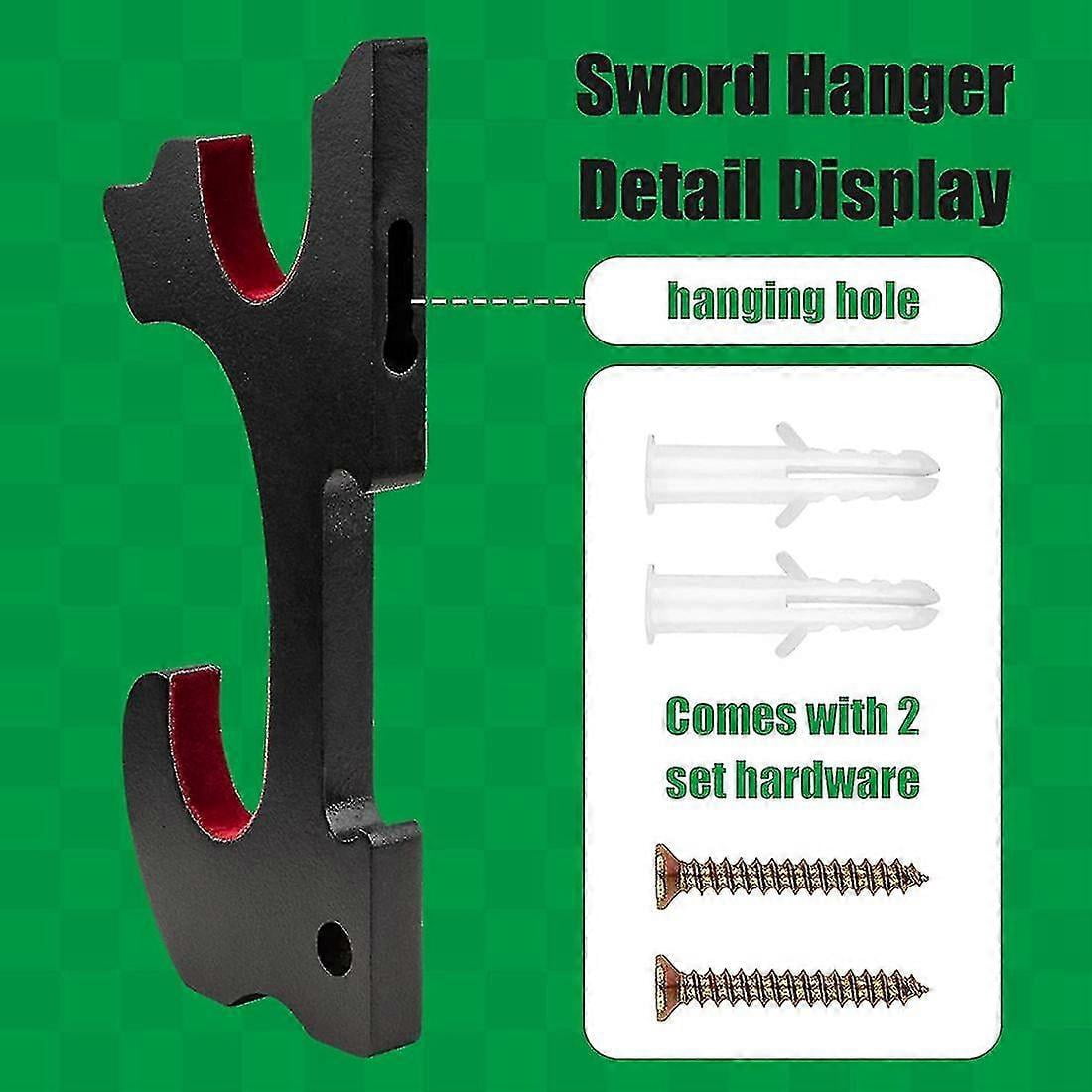 2-Piece Sword Wall Mount Set - Adjustable 1-Tier Padded Katana Holder & 2-Tier Display Hanger for Swords