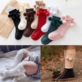 thumbnail image 2 of 2 Pairs Autumn Winter Baby Stockings with Cute Cherry Ball 0-4Years Toddler Knee High Socks Princess Socks, 2 of 4