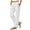 White, variant on 2026 Women's Elastic Waist Cotton Linen Straight Leg Pants, Side Pockets Button Split Hem Breathable Loose Casual Daily Vacation Lounge Trousers S-2XL