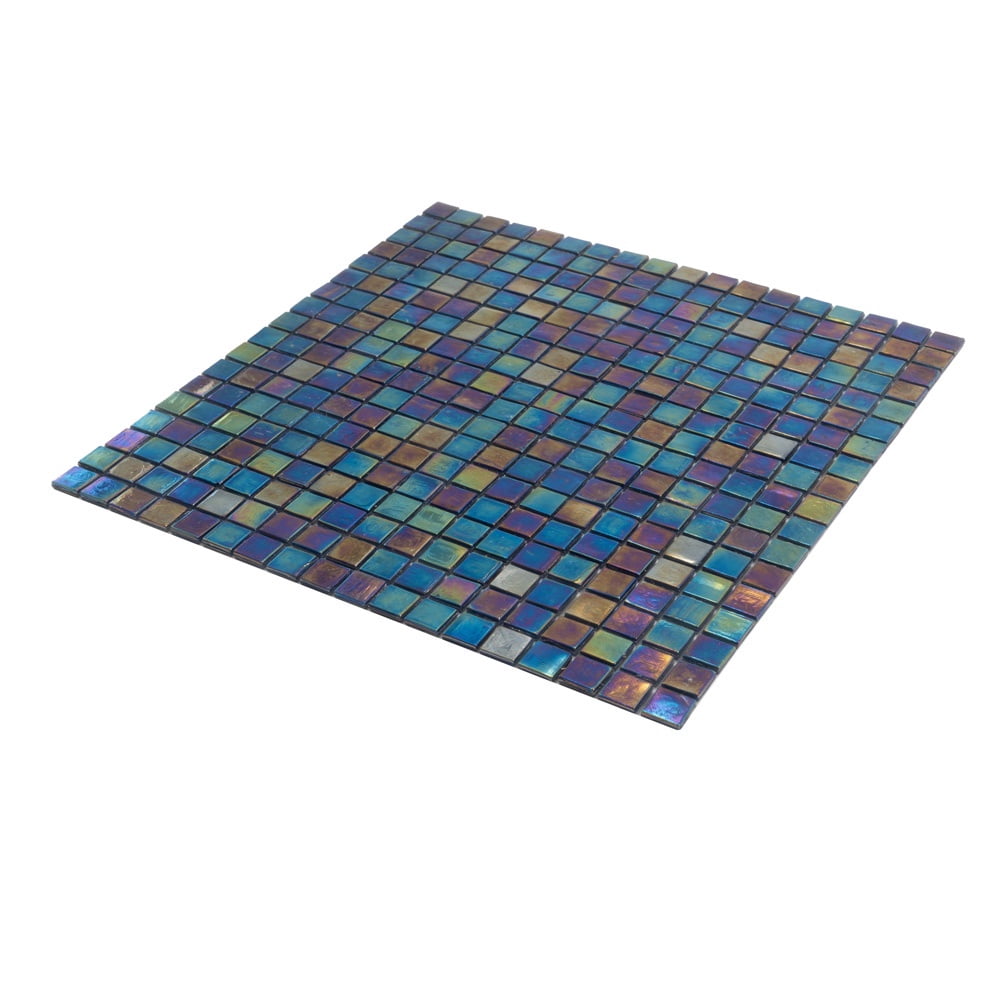 Apollo Tile Skosh 11.6 in. x 11.6 in. Glossy Dark Shimmer Multi Blue Glass Mosaic Wall and Floor Tile (9.34 sq. ft./case) (10-pack)