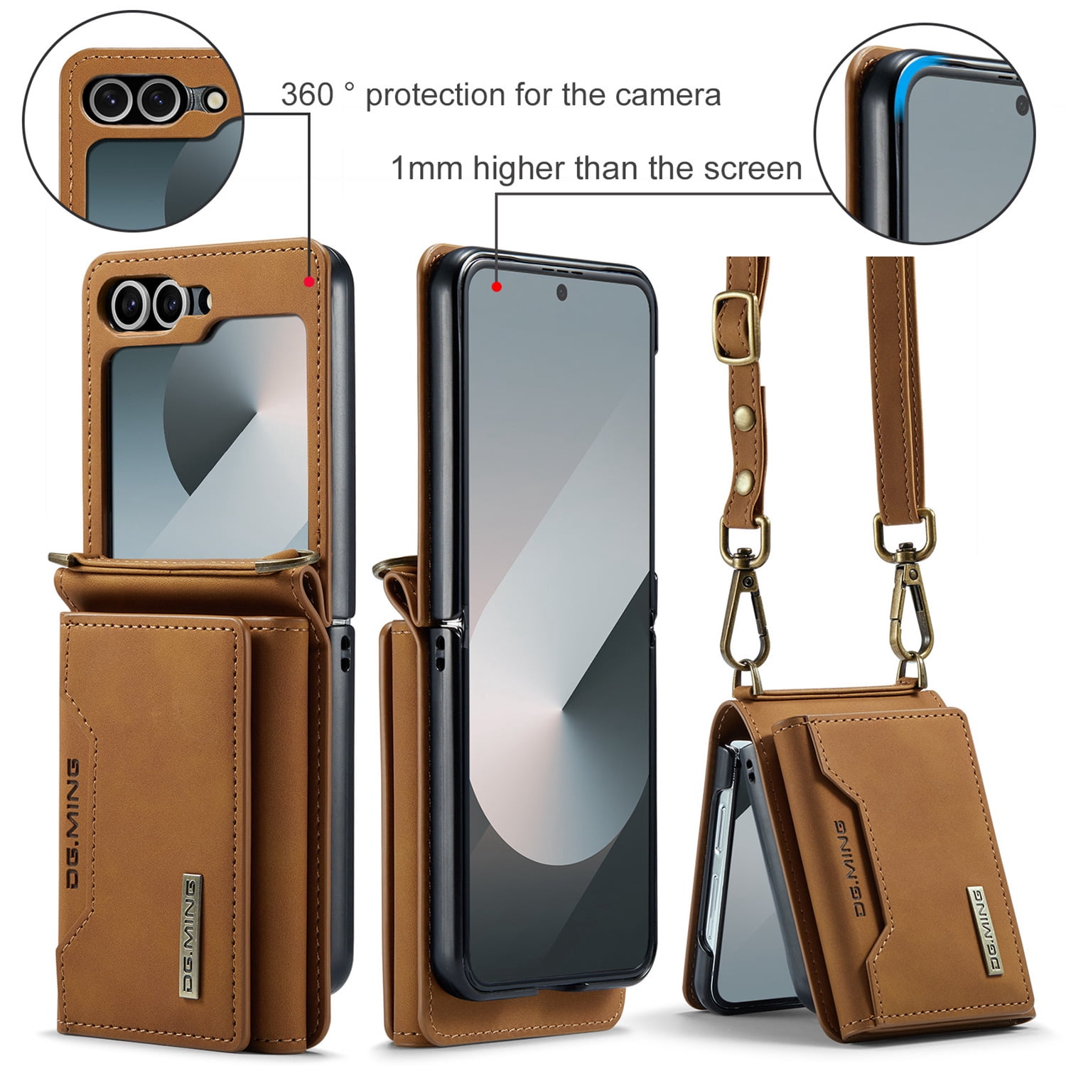 ETFAST Leather Phone Case For Samsung Galaxy Z Flip 6 Wallet Leather Case with Card Holder Leather Phone Case Shockproof Protective Cover