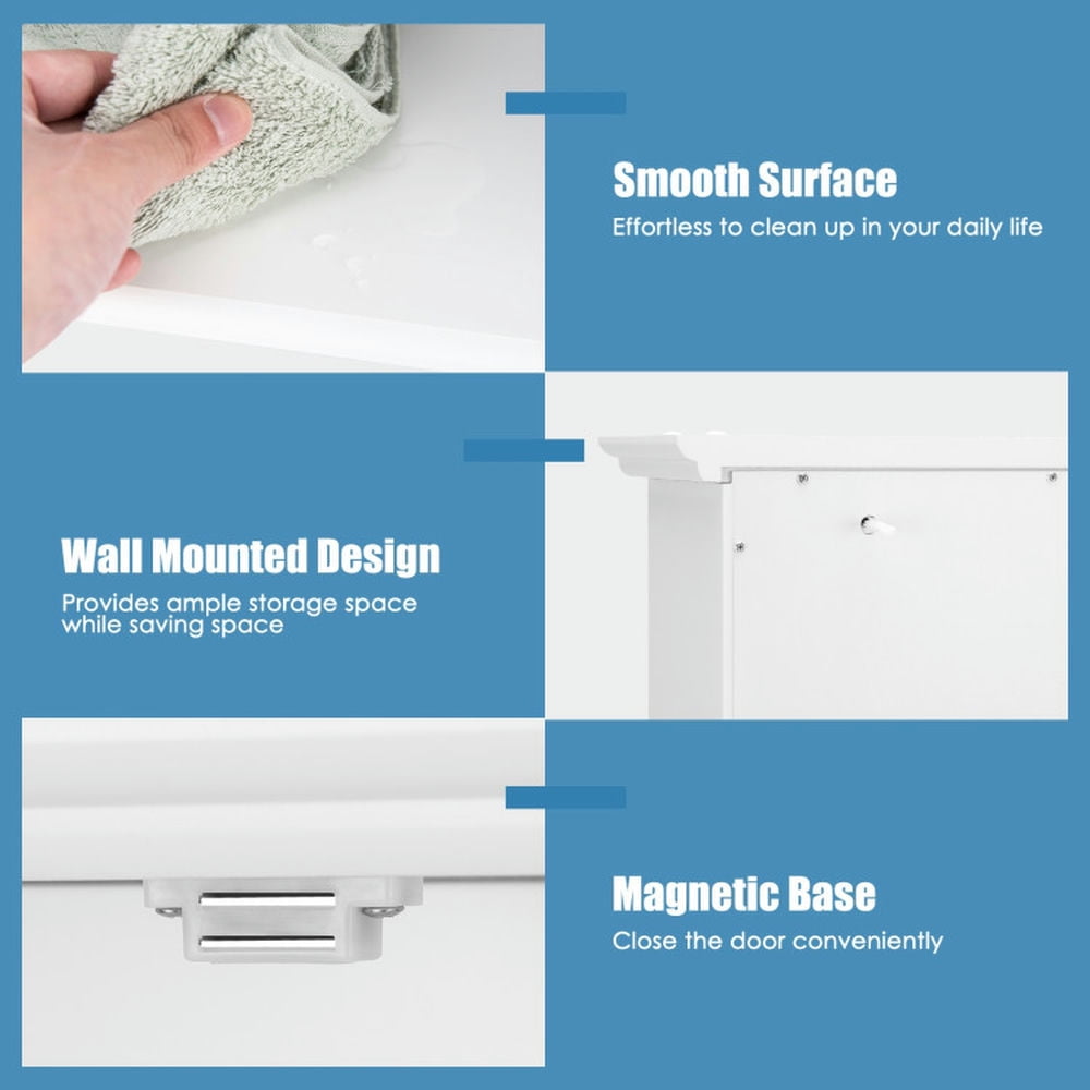 Finihen Bathroom Wall Cabinet, Wall Mounted Bathroom Cabinet, Medicine Cabinet, 2-Door Wall Mount Bathroom Storage Cabinet with Open Shelf, for Bathroom, White Finihen Bathroom Wall Cabinet, Wall Mounted Bathroom Cabinet, Medicine Cabinet, 2-Door Wall Mount Bathroom Storage Cabinet with Open Shelf, for Bathroom, White