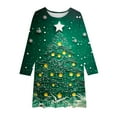 thumbnail image 5 of SuTry Girls Christmas Printed Long Sleeve Twirly Skater School Recital Dress Long Sleeve Round Neck Dress for Kids 4-15 Years(Multicolor#3,8-9 Years), 5 of 5
