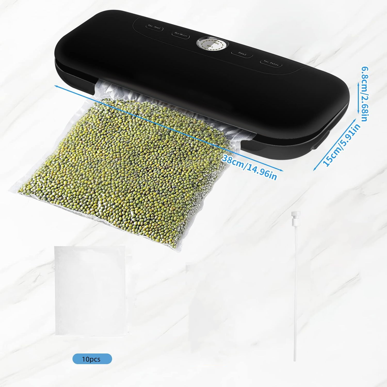 Dry/Moist Vacuum Sealer Machine, Air Vacuum Sealers for Sous Vide and Food Storage, Air Sealer Machine with 10 Vacuum Seal Bags