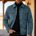 thumbnail image 6 of Josdec Men's Western Style Suede Trucker Jacket, Lapel Snap Button Casual Outerwear with Chest Flap Pockets for Vintage Street S‑3XL, 6 of 10