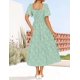 thumbnail image 3 of Vestido midi floral boho de verano ZESICA con cuello cuadrado, talla mediana, 3 of 8