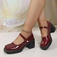 thumbnail image 6 of Miluxas Women’s Strap Platform Mary Jane Shoes, Leather Round Toe Chunky Block Heel Pumps, Vintage Dress Shoes Wine 9(42), 6 of 9